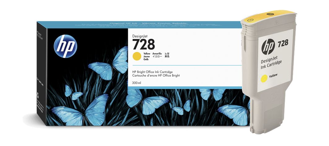 HP 728 300-ml Yellow Designjet Ink Cartridge